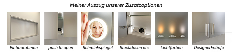 Spiegelschrank mit Zusatzoptionen Spiegelschrank mit Zusatzoptionen