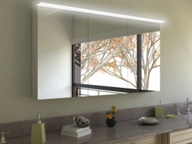 Spiegelschrank Qiong mit Aufsatzleuchte aus Glas