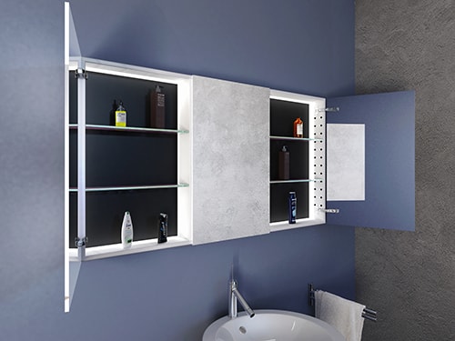 sanft schließende Scharniere 40x60x12cm Monolith Einzelne Tür Spiegelschrank fürs Bad,mit 2 Einlegenböden